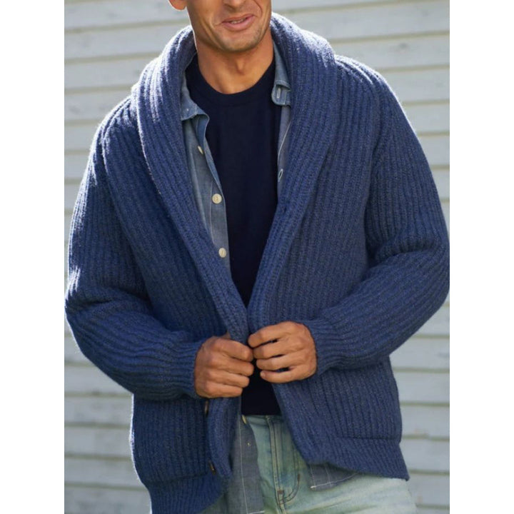 Herren Strickcardigan mit überworfenem Revers Drune