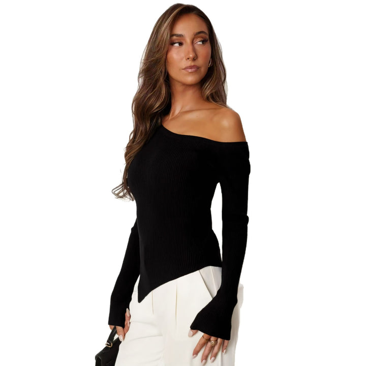 Damen asymmetrisches Langarm-Oberteil mit einem schicki Design Drune