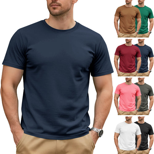 Herren nan Basic Kurzarm-T-Shirt aus hochwertigem Baumwollmix mit Rundhalsausschnitt, flachen Nähten und Regular Fit Drune