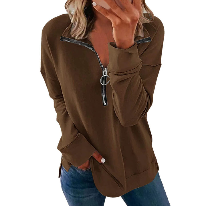 Damen legerer Sweatshirt mit Halbreißverschluss Drune