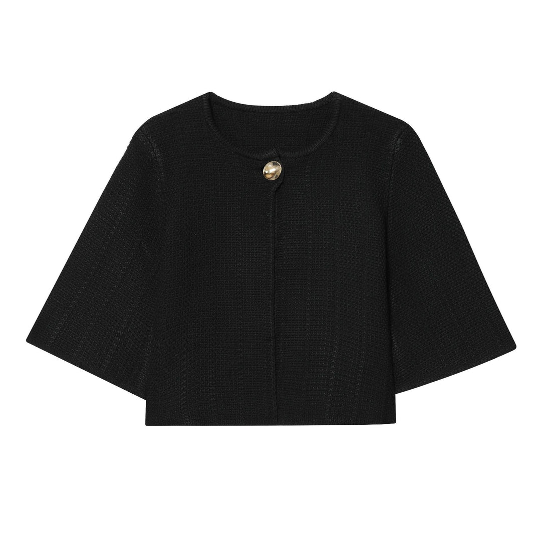 Damen elegante Strickjacke mit dekorativem Knopf Drune