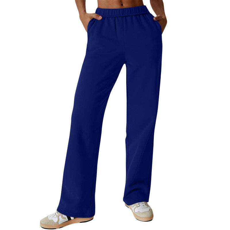 Damen nan weite hochgeschnittene Jogginghose aus weichem Sweat mit elastischem Bund und Eingrifftaschen Drune