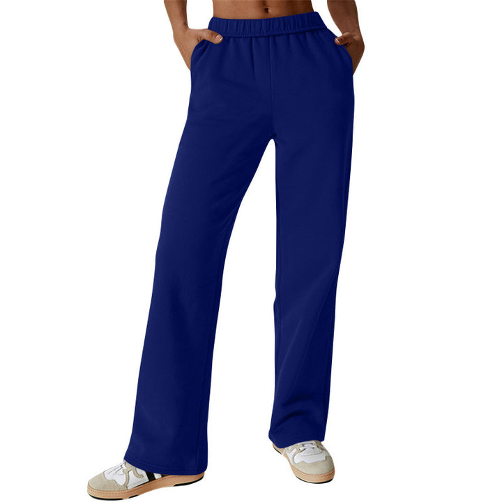 Damen nan weite hochgeschnittene Jogginghose aus weichem Sweat mit elastischem Bund und Eingrifftaschen Drune