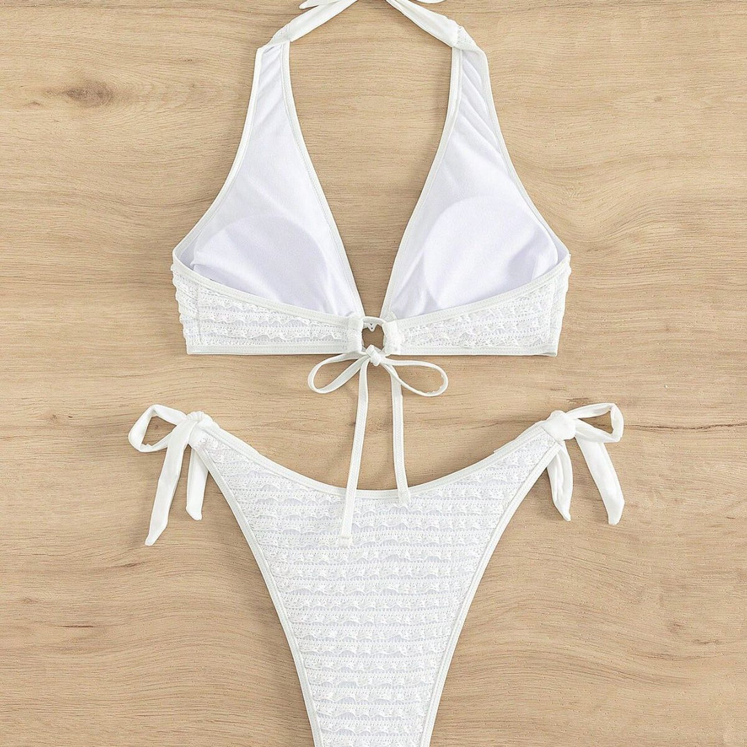 Damen Triangel-Bikini mit strukturiertem Rippendesign und herzförmigen Akzenten Drune