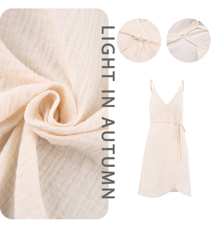 Damen Wickelkleid mit vielen Faltendetails und hohem Schlitz Drune