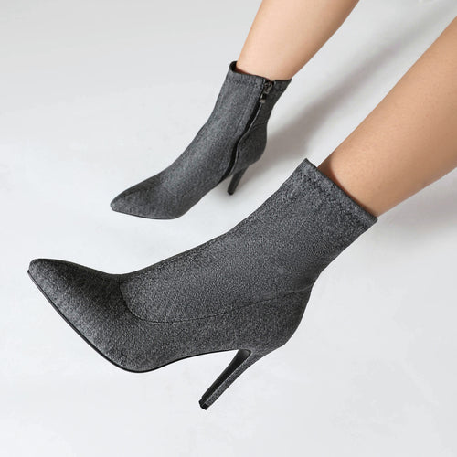 Damen Spitz-Zeh Denim Stiletto Booties Drune