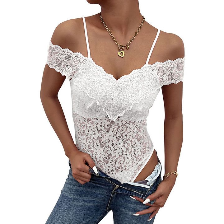 Damen Spitzenbody mit Off-Shoulder-Design Drune