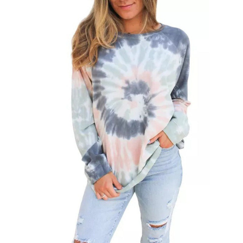 Damen Oversized Sweatshirt mit kreativem Batikdesign Drune