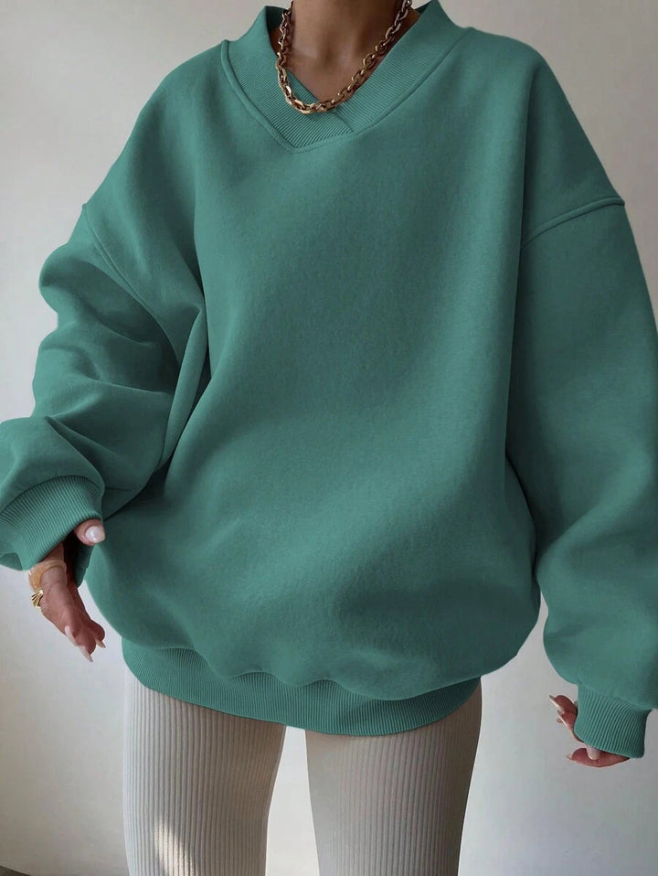 Damen Oversized Sweatshirt mit V-Ausschnitt Drune