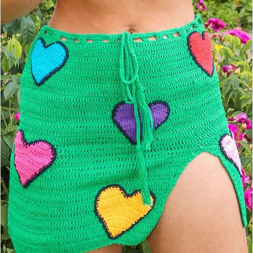 Damen Trendiges Häkel-Set mit floralem Design Drune