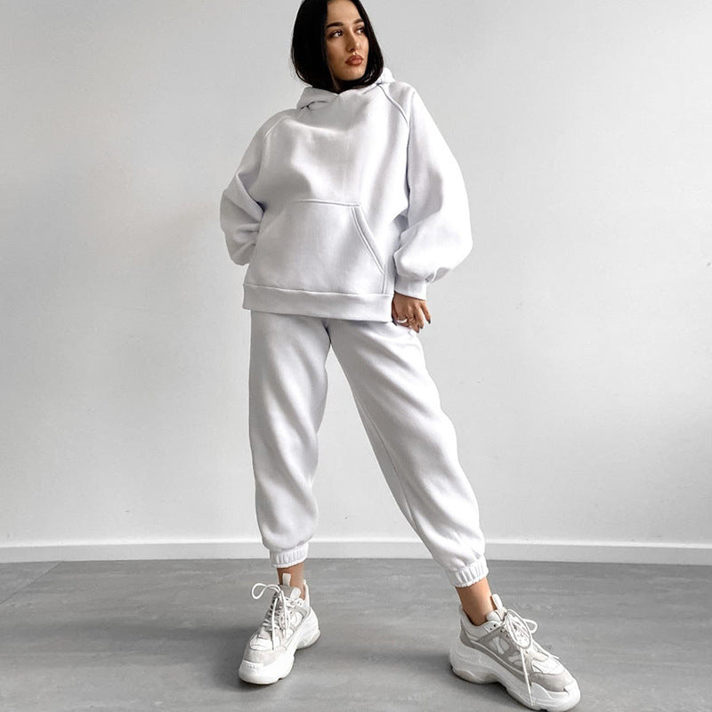 Damen lässiges Sweatset mit lockerer Passform und elastischem Bund Drune