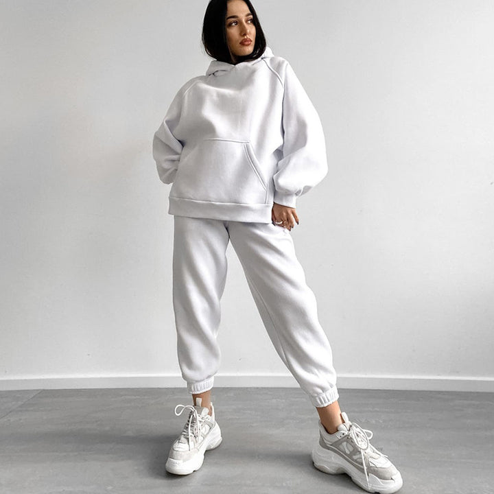 Damen lässiges Sweatset mit lockerer Passform und elastischem Bund Drune