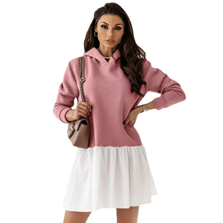 Damen lässiges Sweatkleid mit Kapuze Drune