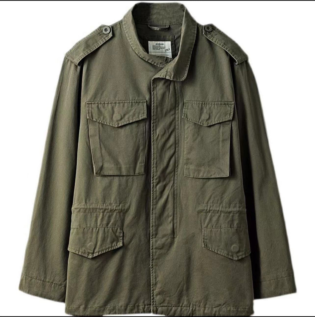 Herren nan leichte Baumwoll-Feldjacke mit aufgesetzten Taschen und Schulterklappen Drune