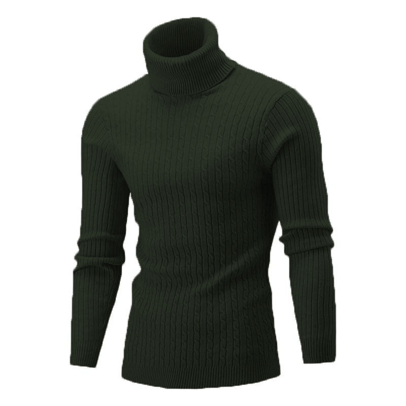 Herren nan gerippter Rollkragenpullover mit Zopfmuster und körpernaher Slim-Fit-Silhouette Drune
