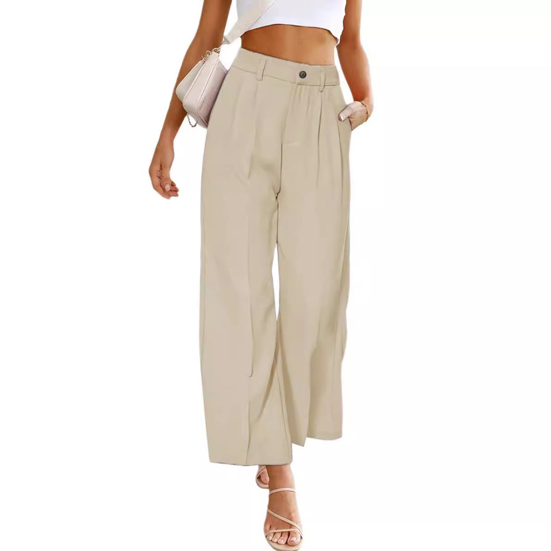 Damen Weit geschnittene Hochbundhose mit Falten und eleganter Passform Drune