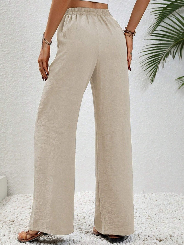Damen lässige Palazzohose mit elastischem Bund und praktischen Taschen Drune