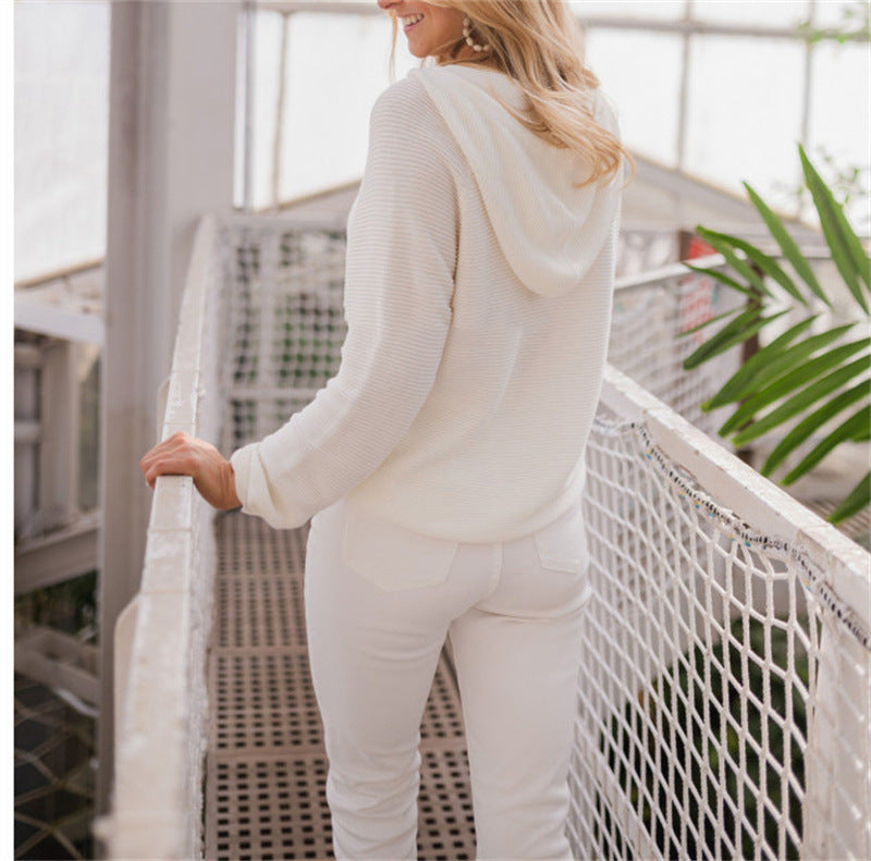 Damen Kapuzenpullover mit strukturiertem Stoff und modischen Knopfdetails Drune