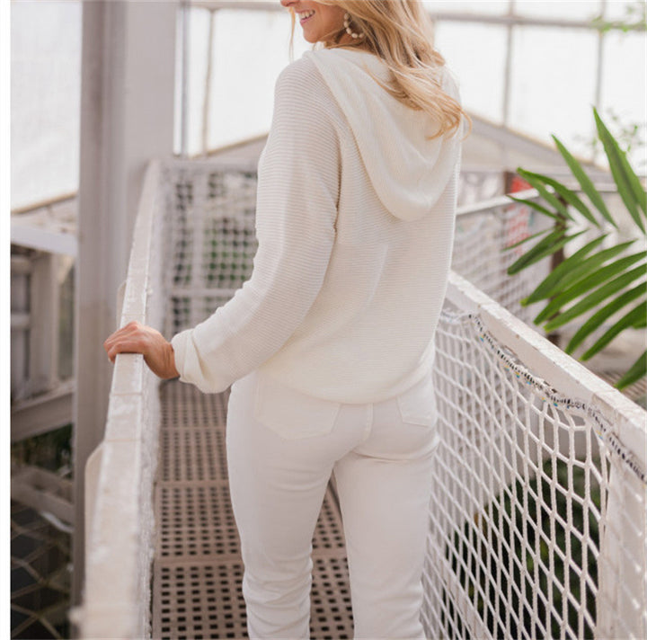 Damen Kapuzenpullover mit strukturiertem Stoff und modischen Knopfdetails Drune