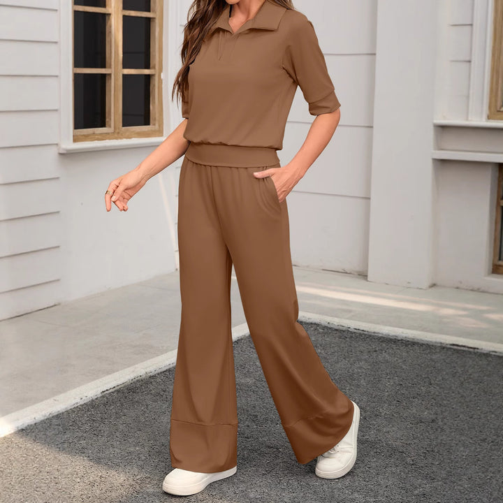 Damen Zweiteiliges Freizeit-Set mit weitem Schnitt und modischen Details Drune