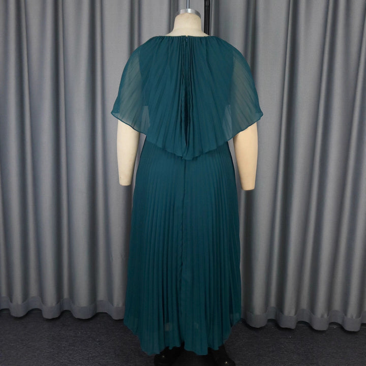 Damen Elegantes Plissee-Maxi-Kleid mit fließenden Ärmeln Drune