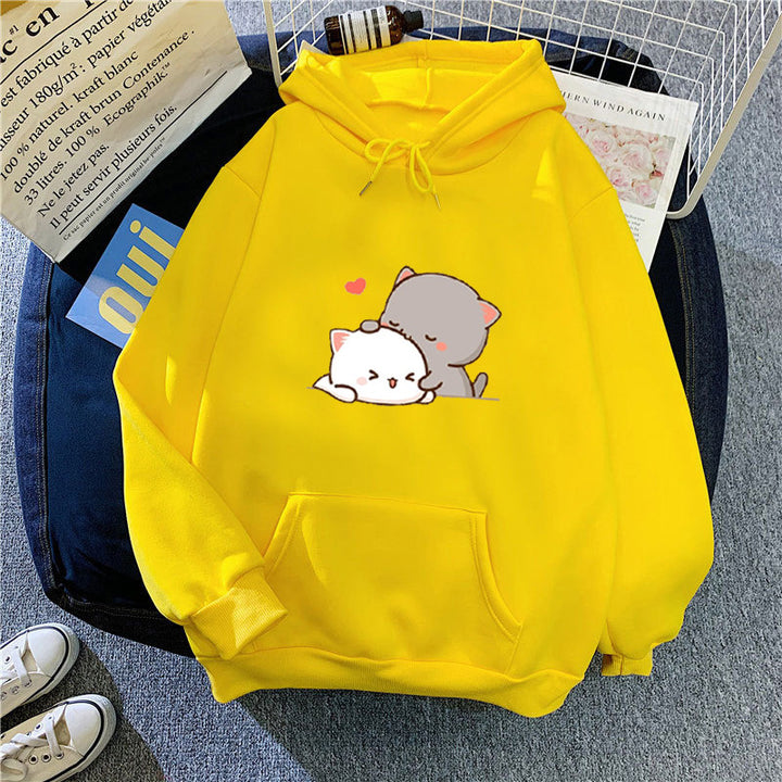 Damen Kapuzenpullover mit verspieltem Katzenmotiv und bequemer Passform Drune