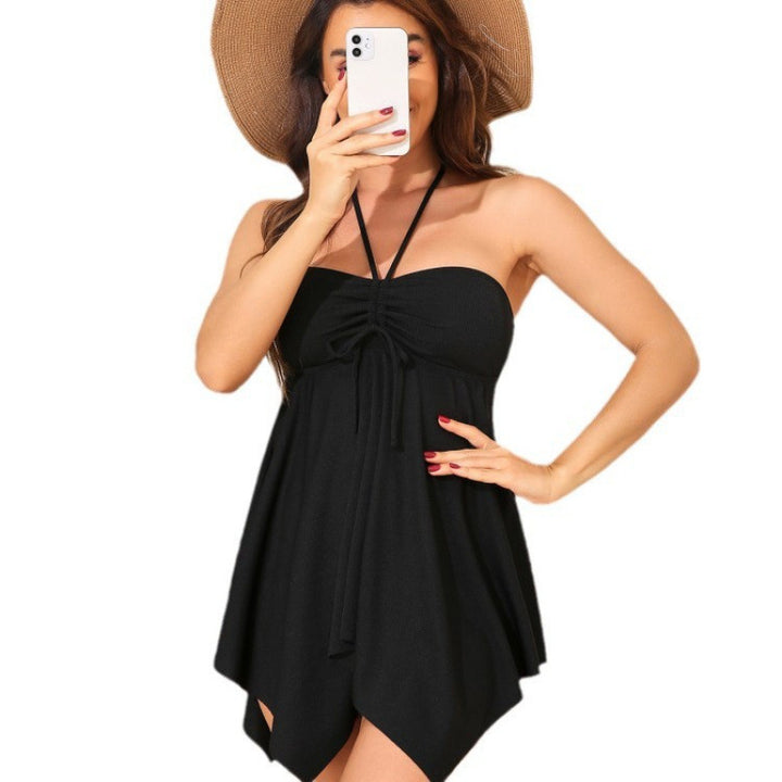 Damen Strandkleid mit asymmetrischem Schnitt und Raffung Drune