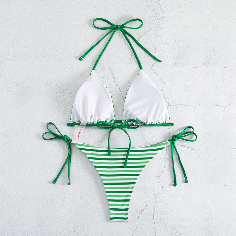Damen Triangel-Bikini mit verspieltem Streifenmuster Drune