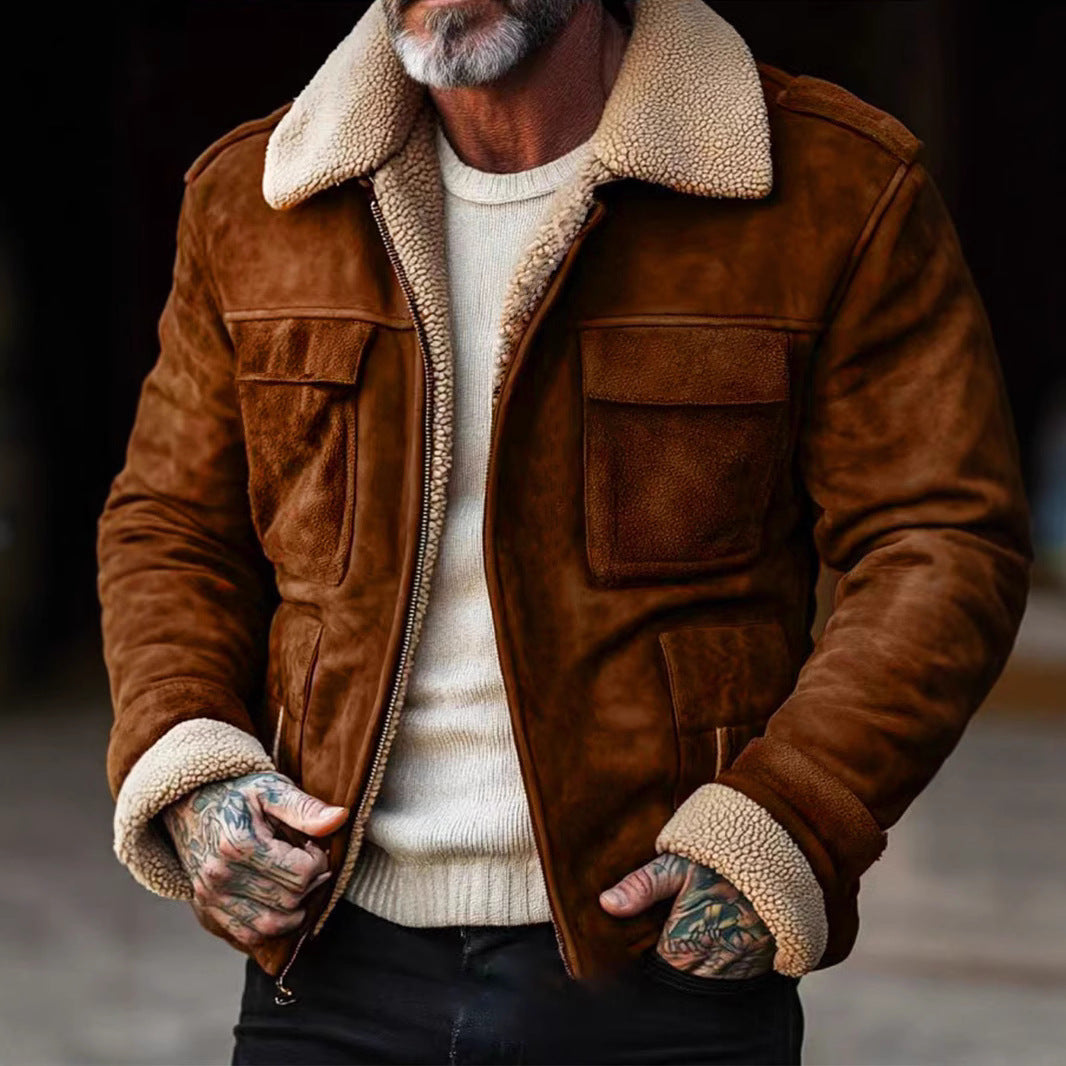 Herren Lederjacke mit weichem Sherpa-Futter Drune
