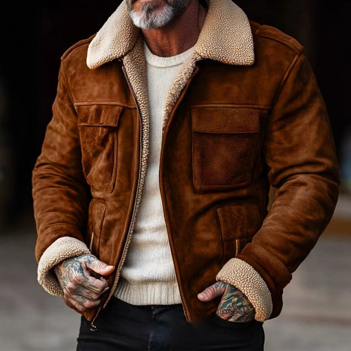 Herren Lederjacke mit weichem Sherpa-Futter Drune