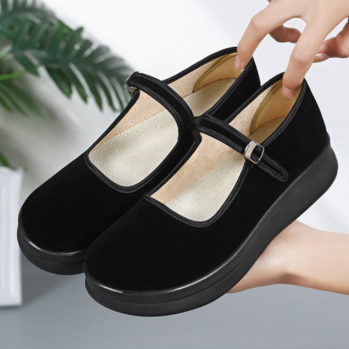 Damen nan Mary-Jane Plateau-Slipper mit verstellbarem Riemen und orthopädischer Komfortsohle Drune
