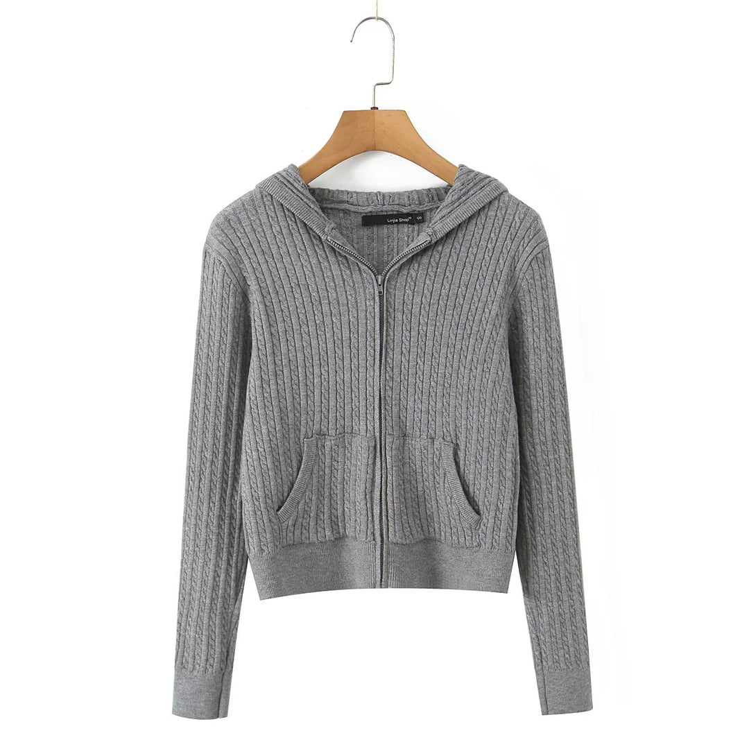 Damen Freizeit-Hoodie mit strukturierter Oberflächenverarbeitung und praktischen Taschen Drune