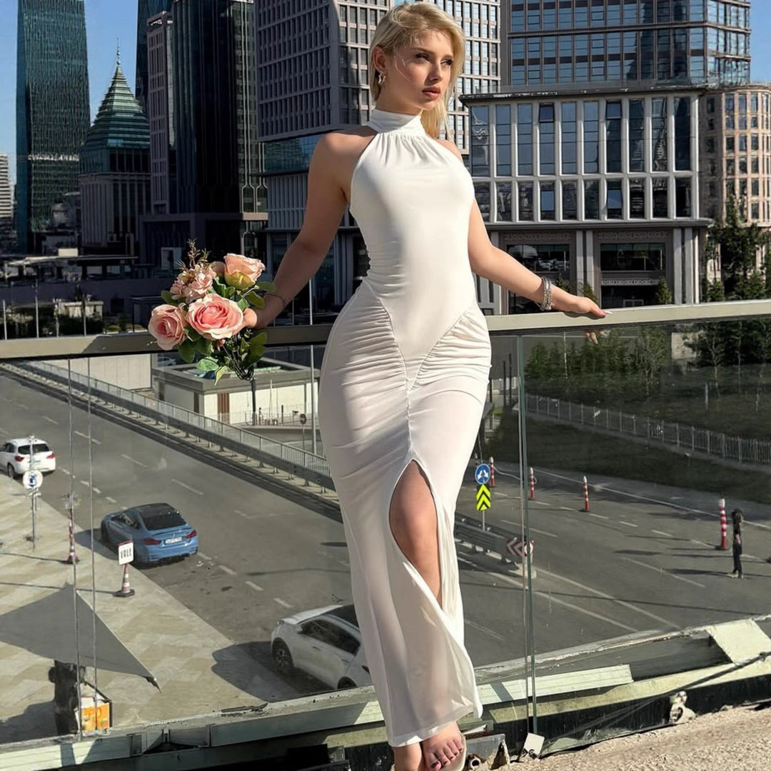 Damen Elegantes Wickelkleid mit hohem Schlitz und detailverliebt gerafftem Design Drune