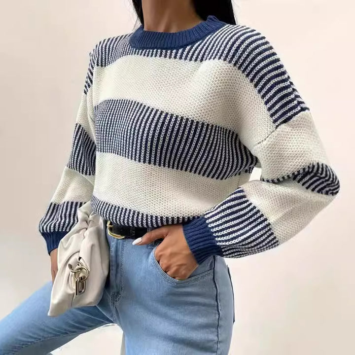 Damen Strickpullover mit modernen Blockstreifen Drune