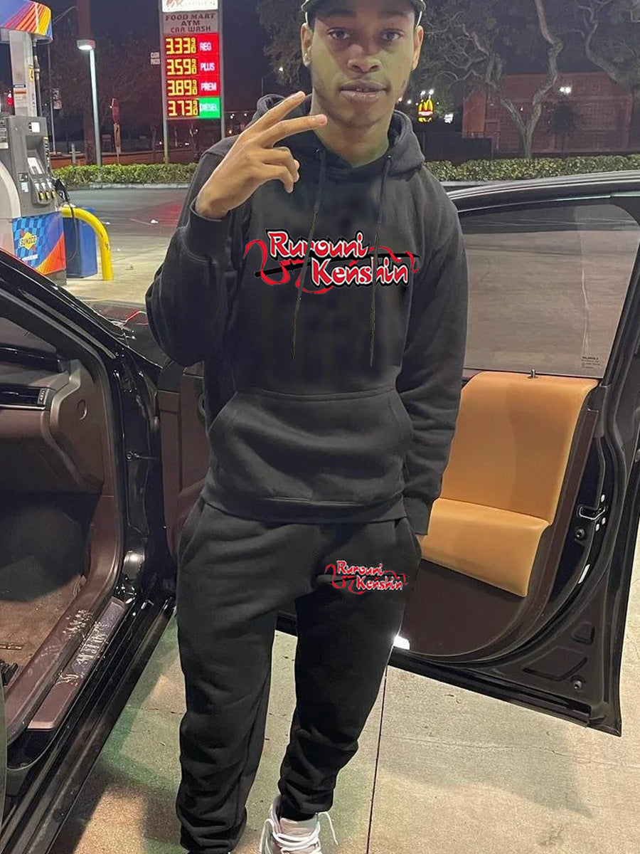 Herren Hoodie und Jogginghose Set mit kreativem Druckmotiv Drune