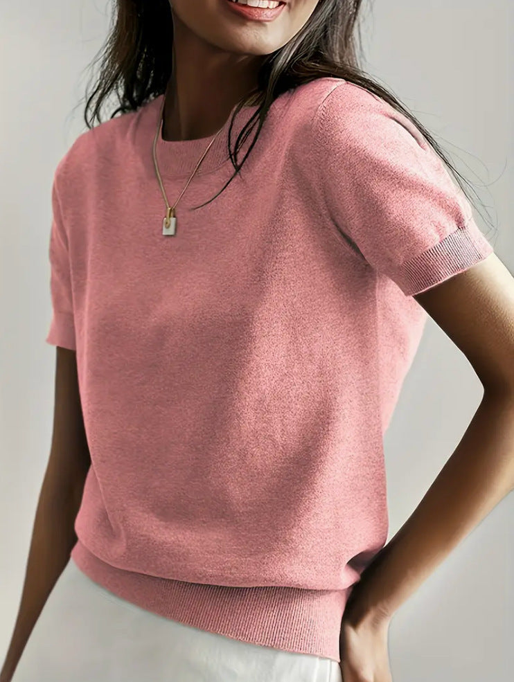 Damen Feinstrickpullover mit kurzarmiger Silhouette und weich fließendem Material Drune