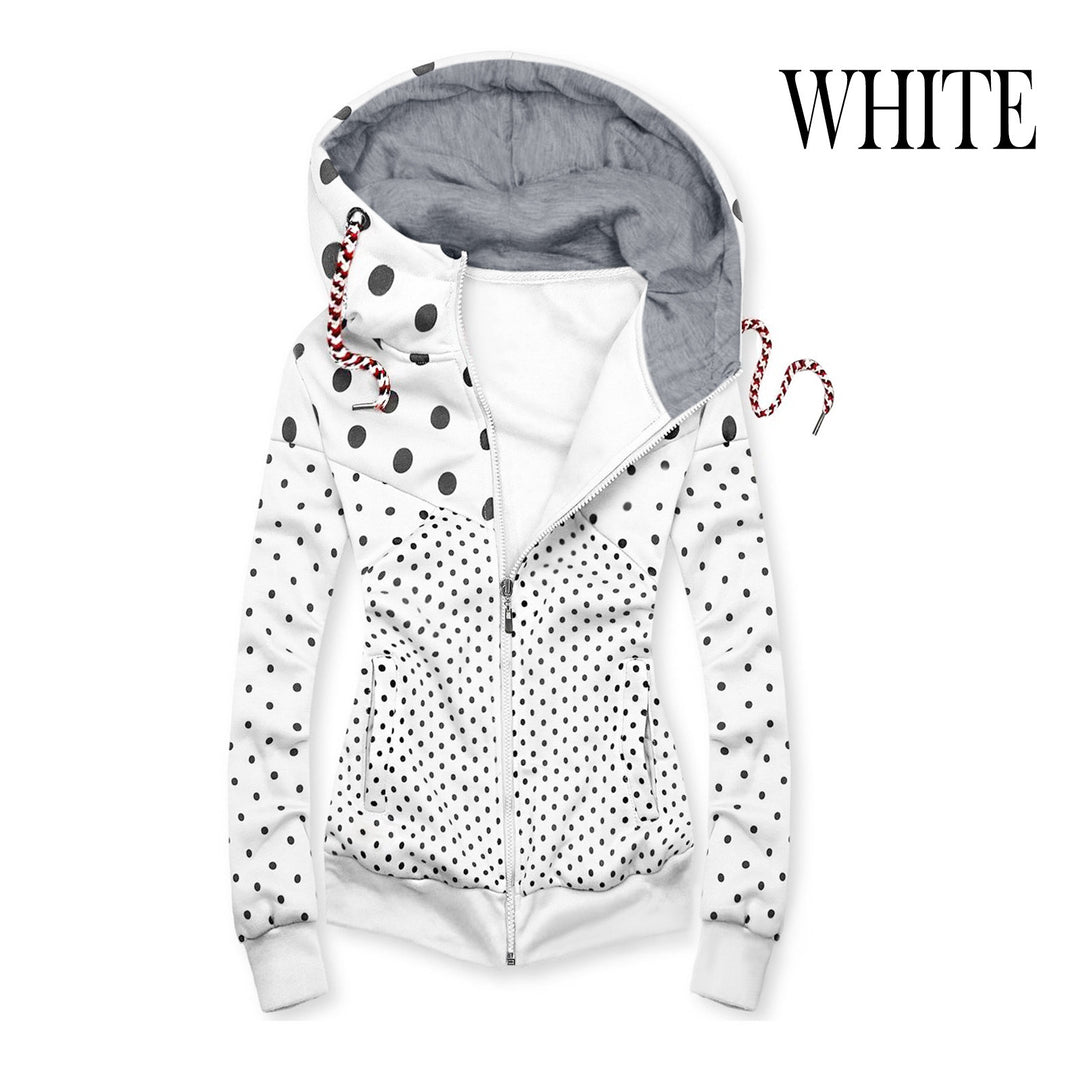 Damen Sportliche Kapuzenjacke mit verspieltem Punkte-Muster Drune