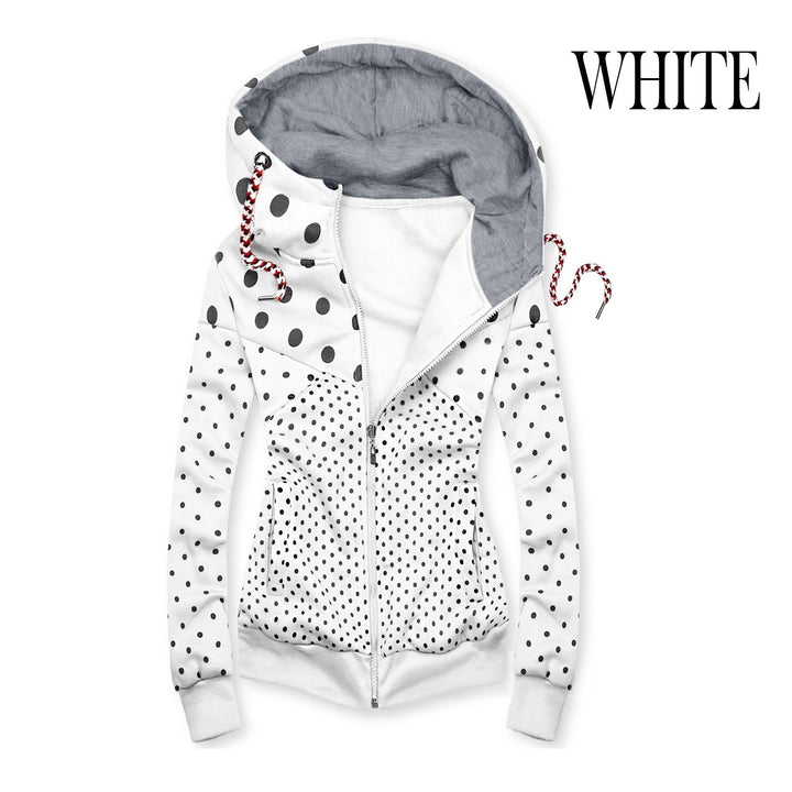 Damen Sportliche Kapuzenjacke mit verspieltem Punkte-Muster Drune