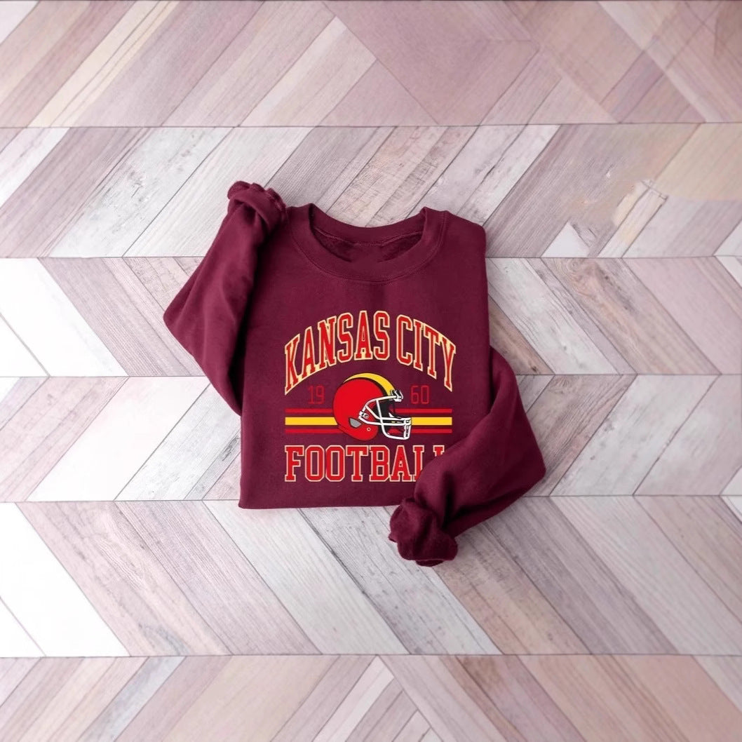 Damen Oversized Sweatshirt mit nostalgischem Football-Motiv Drune