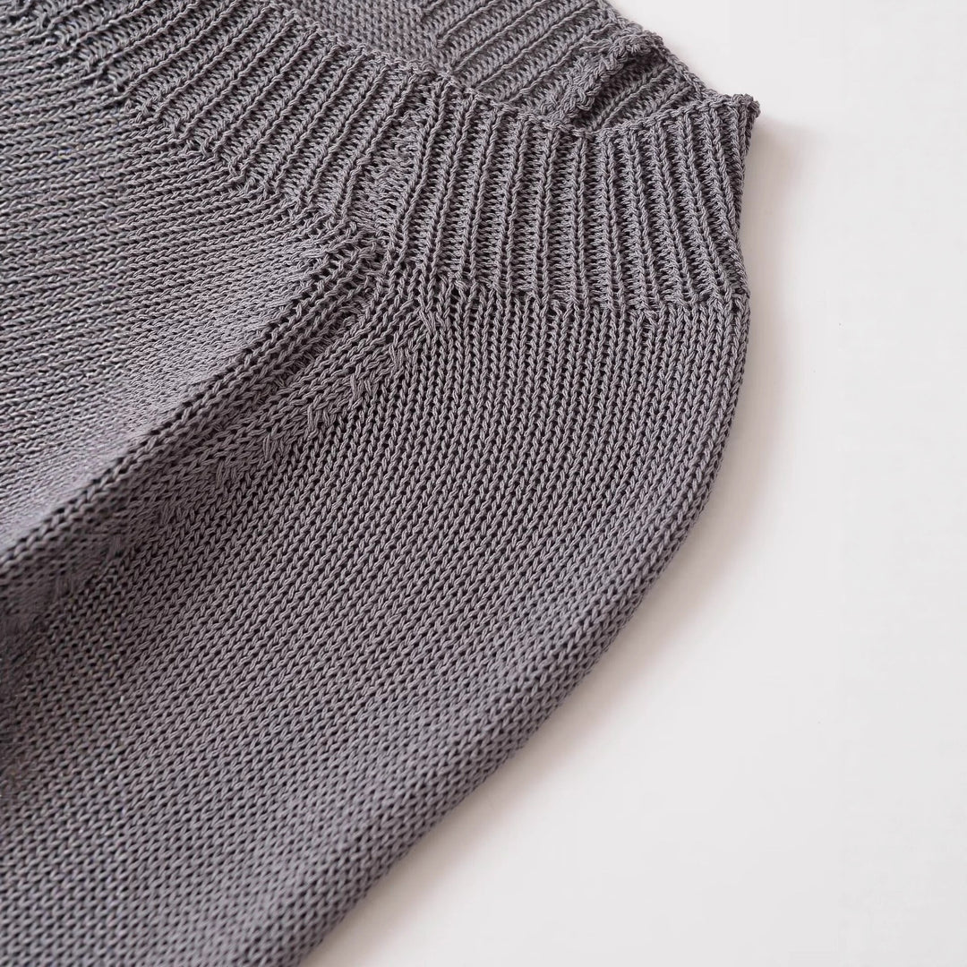 Damen lässiger Strickpullover mit Knopfdetails und breitem Rundhalsausschnitt Drune
