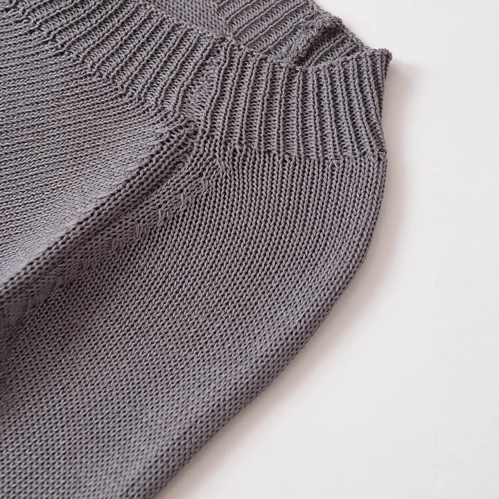 Damen lässiger Strickpullover mit Knopfdetails und breitem Rundhalsausschnitt Drune