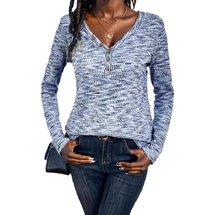 Damen Langarmshirt mit strukturiertem Design und Knopfdetails Drune
