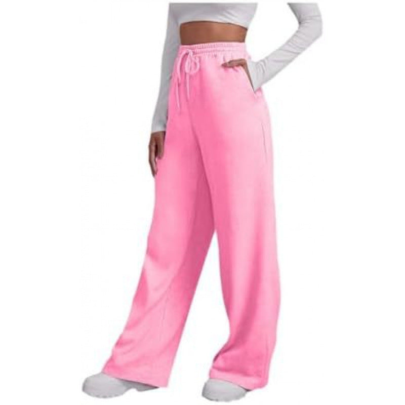 Damen nan fließende High-Waist Palazzo-Loungehose aus leichtem Jersey mit Elastikbund und praktischen Eingrifftaschen Drune