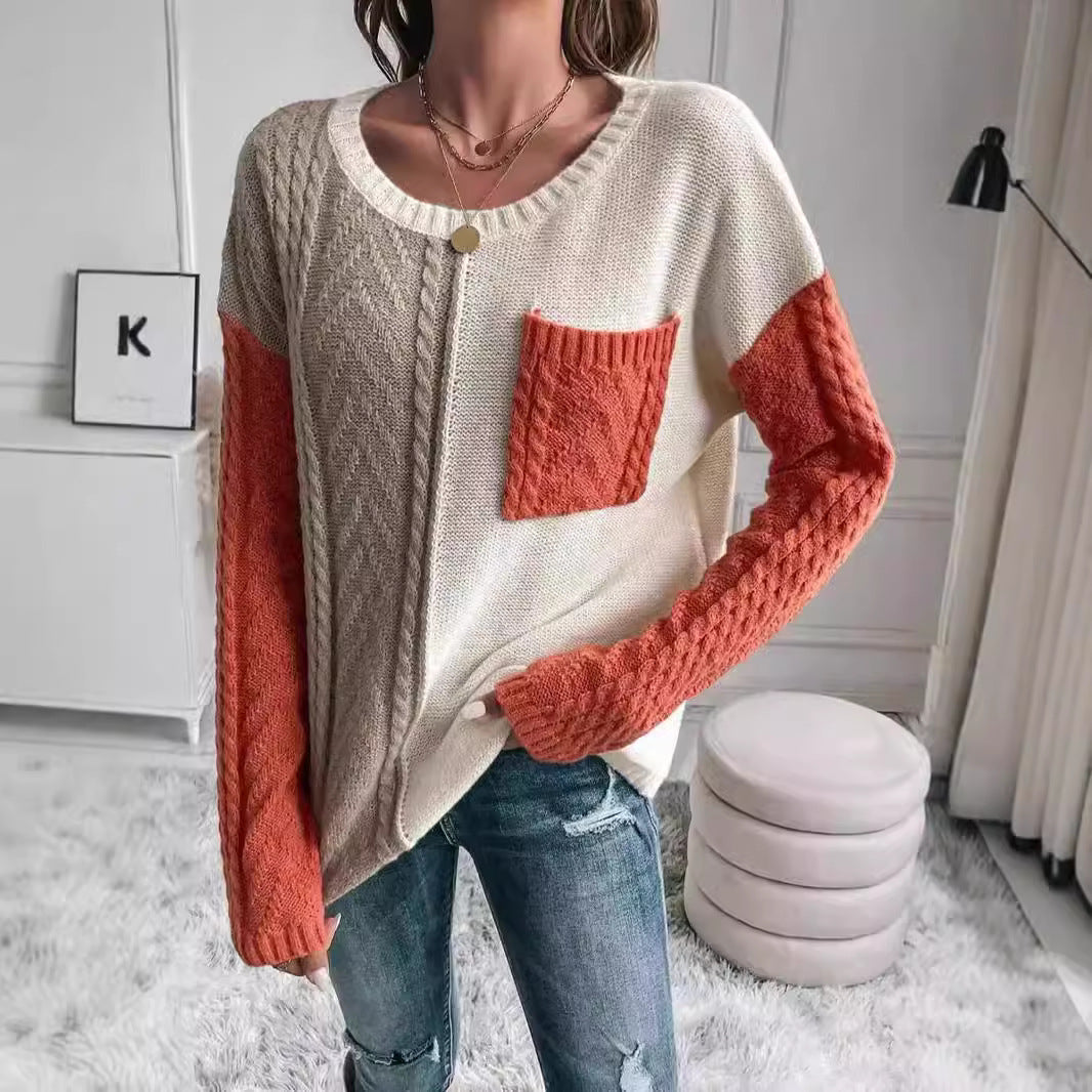 Damen legerer Strickpullover mit asymmetrischem Design Drune