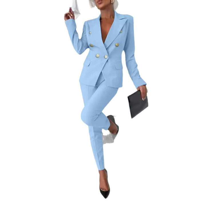 Damen nan taillierter Doppelreiher-Blazer mit schmaler Anzughose Drune