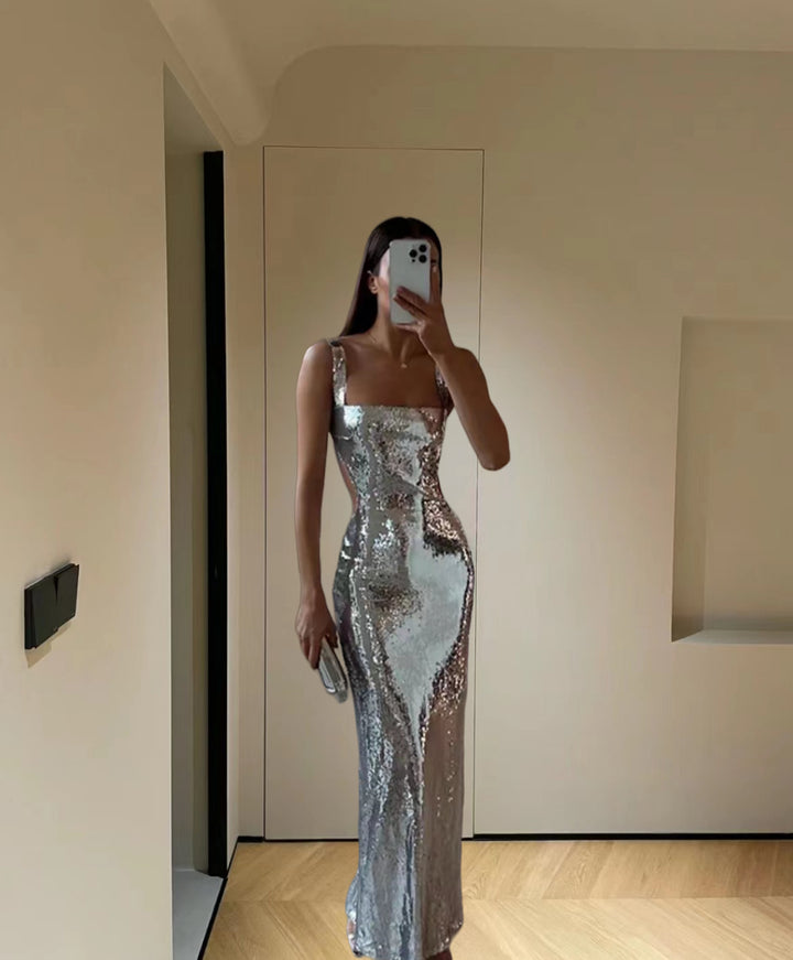 Damen Glamouröses Abendkleid mit schimmernder Paillettenverzierung Drune