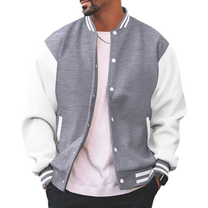 Herren nan varsity-Collegejacke im Bomberstil mit Druckknopfverschluss, kontrastarmen und gerippten Bündchen Drune