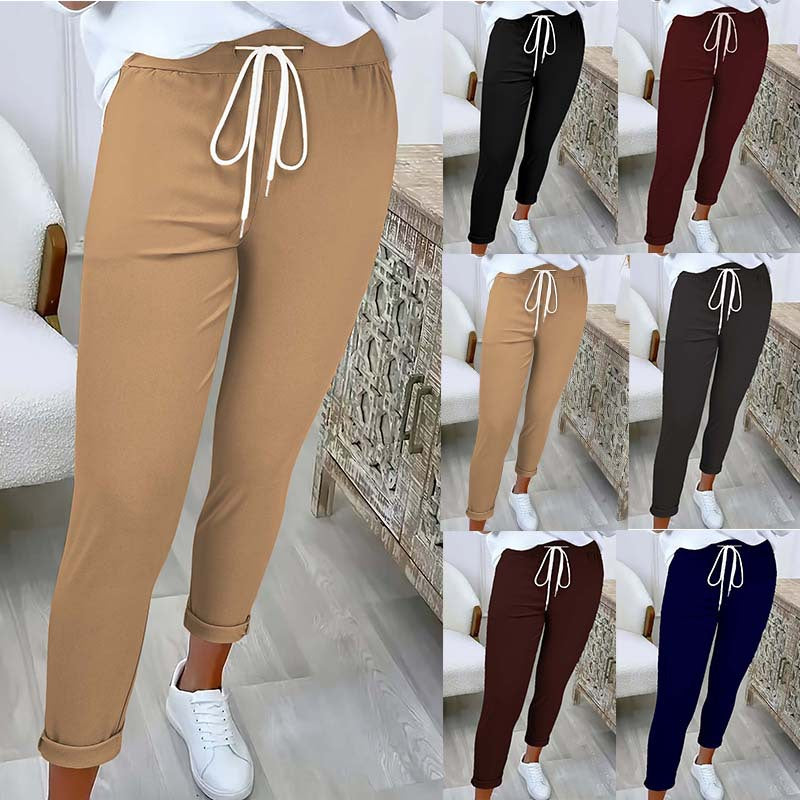 Damen nan taillierte Freizeithose mit Kordelzug und Umschlagbündchen Drune