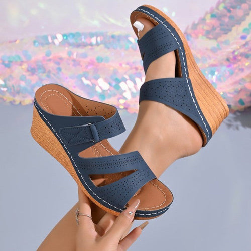 Damen Wedge-Pantoletten mit verstellbarem Riemendesign und anatomischem Fußbett Drune