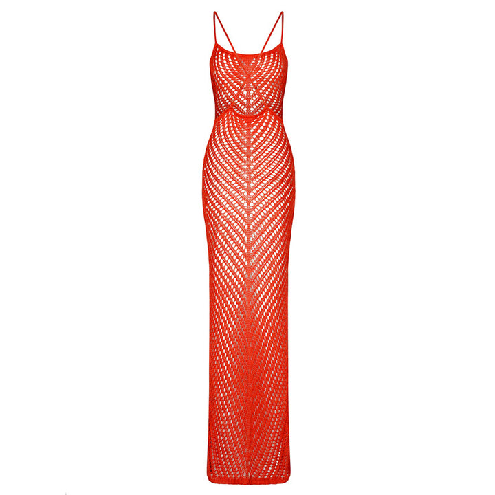 Damen luftiges Netz-Maxikleid mit faszinierendem Design Drune